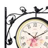Double Side Wall Clock Dial Diameter 10 Inch Silent Decor Station Round for Patio Balcony