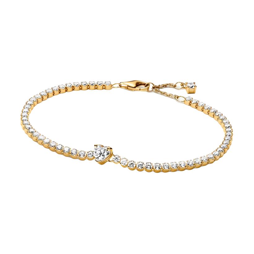 Pandora Heart Shaped Tennis Pavé Bracelet Women bracelets Gold 560041C01 Box,16