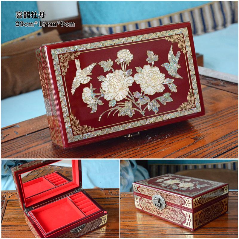 Vintage Filigree Jewelry Box with Copper Wire Inlaid Shells High Gloss Piano Lacquer Pingyao Polished Lacquerware