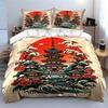 Japanese Pagoda Art Decor Set Multiple sizes kid's and adults' bedroom Exquisite 3PC bedding set gift
