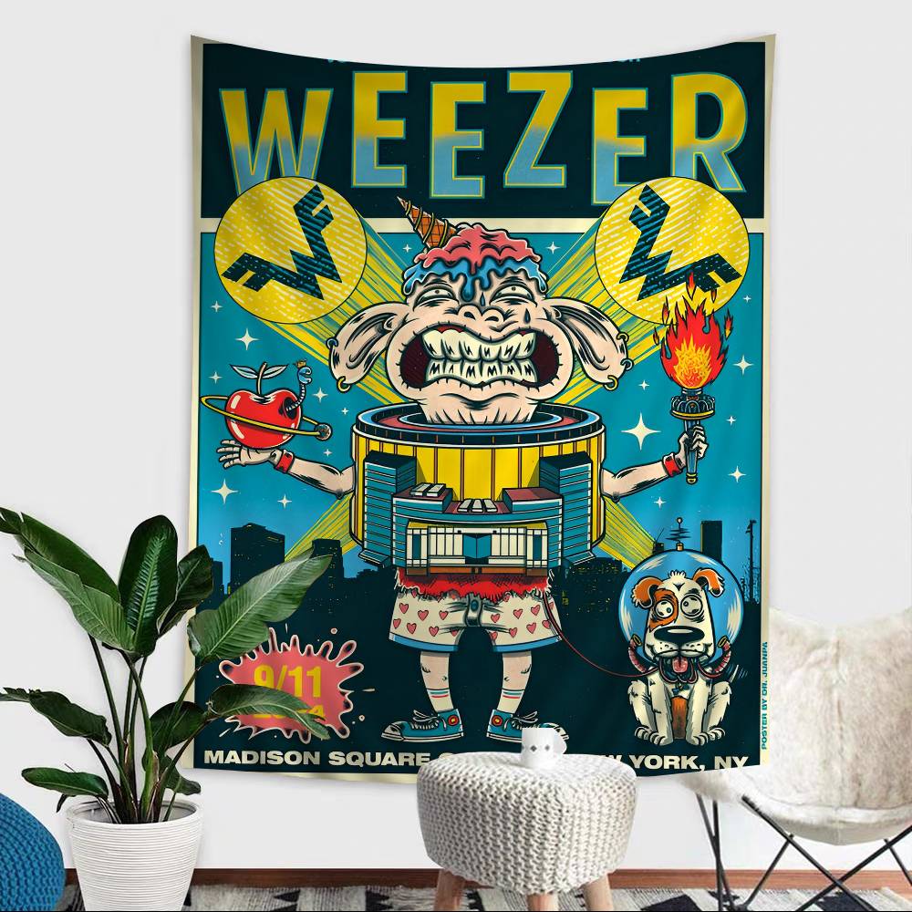 Music Band Retro W-weezerS Vintage Colorful Tapestry Wall Hanging Hanging Tarot Hippie Wall Rugs Dorm Wall Art Decor