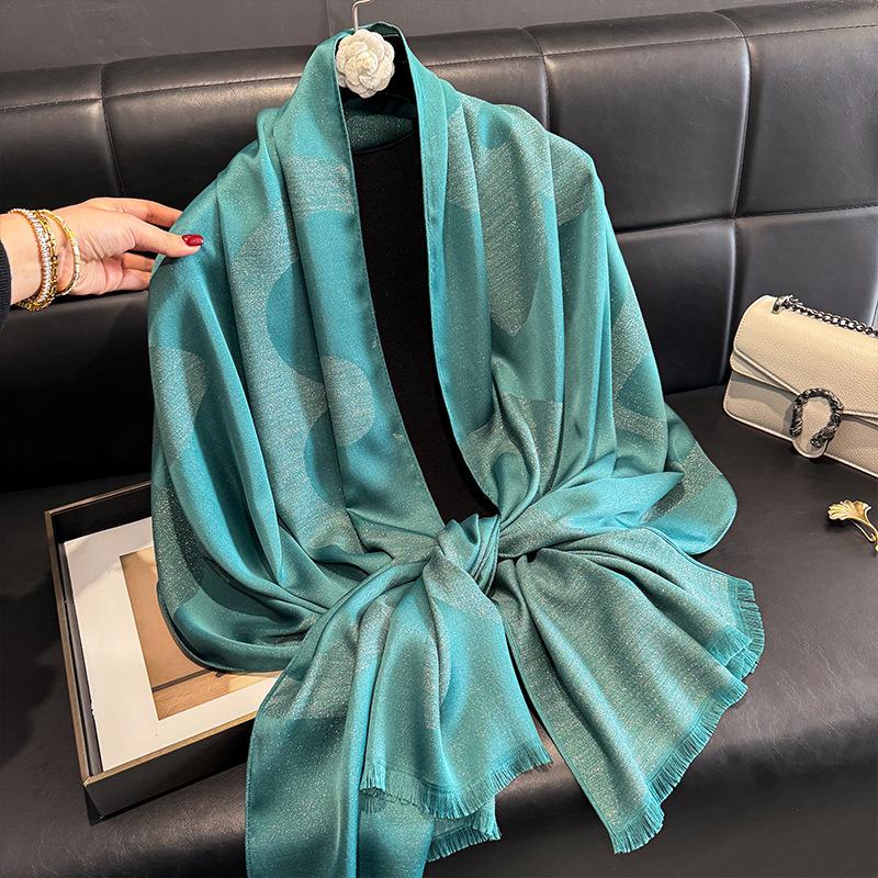 200*70cm Damen Weiche Pashmina Floral Schal Wickeltuch mit Fransen