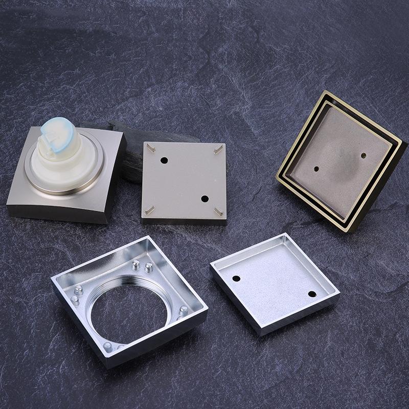 Tile Insert Drain Square Invisible Bathroom Floor Drain 10X10cm Shower Drain Brass Fine Floor Drain