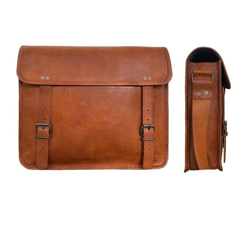 Echtleder Laptop Messenger handgemachte Vintage Tasche für Männer Frauen - Vollnarbenleder Laptop Satchel Büro Umhängetasche