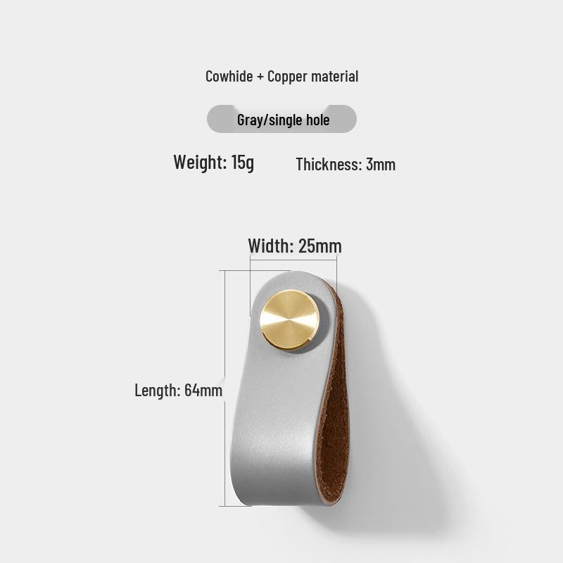 Cross-Border Brass and Leather Cabinet Pull Handle