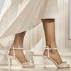Summer Lace Mesh Pearls Peep Toe Women Sandals Sexy Ankle Strap High Heels Gladiator Sandals Ladies Party Dress Shoes