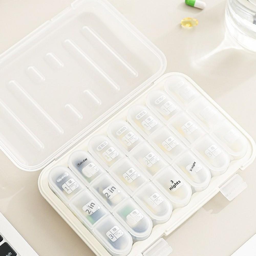 Portable 21 Grid Weekly Pill Box Large Capacity with Lids Medicine Box Moisture-proof Seven Day Vitamin Container Fish Oils
