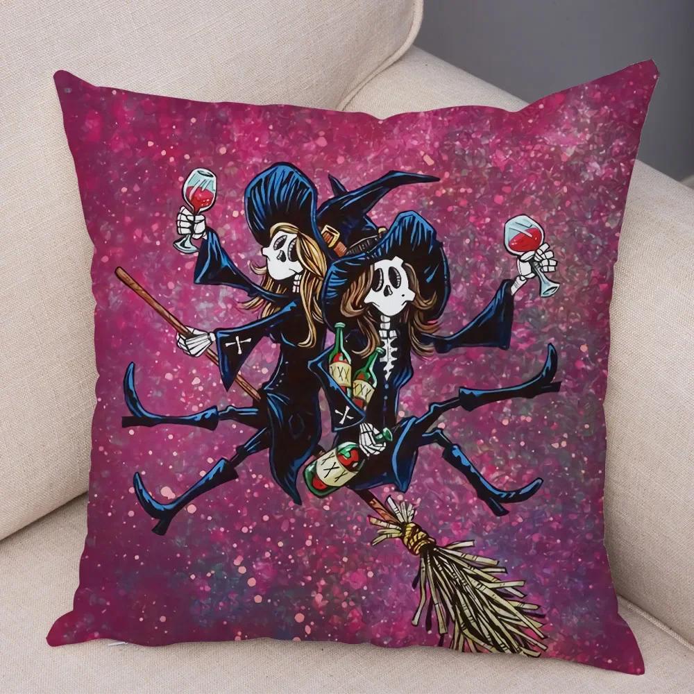 Capa de Almofada de Desenho Animado Fofa Colorida Caveira Fronha Carro Sofá Decoração para Casa