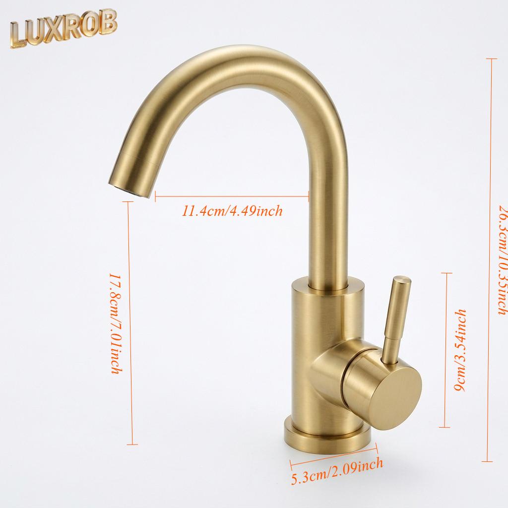 Arrival Light Luxury Gold Bathroom Basin Faucet Modern Stainless Steel Hot & Cold Water Mixer Tap for Vessel Sink