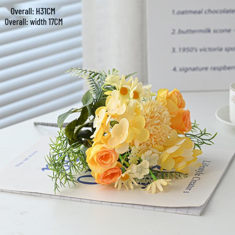 Rose Peony Bouquet: 7-Piece Artificial Floral Arrangement for Weddings & Home Decor