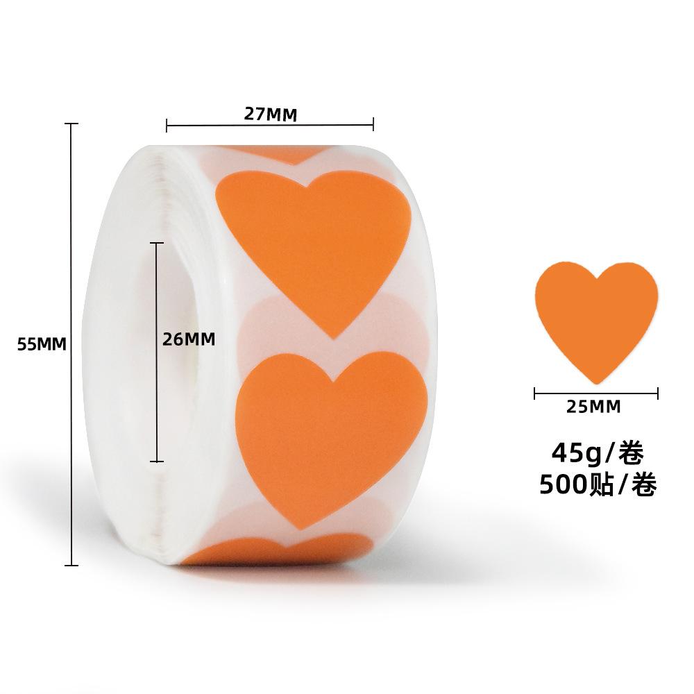 25mm Heart Shaped Sticker Labels - 500 per Roll for Crafts and Organization