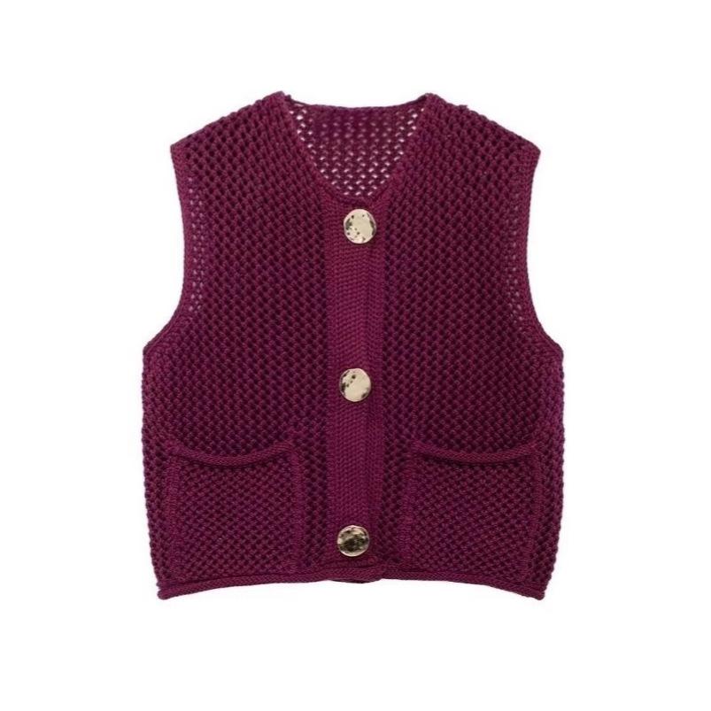 

Жилет свитер для женщин на весну и осень, с круглым вырезом, без рукавов, вязаный жилет для женщин 3XL темно-красного
