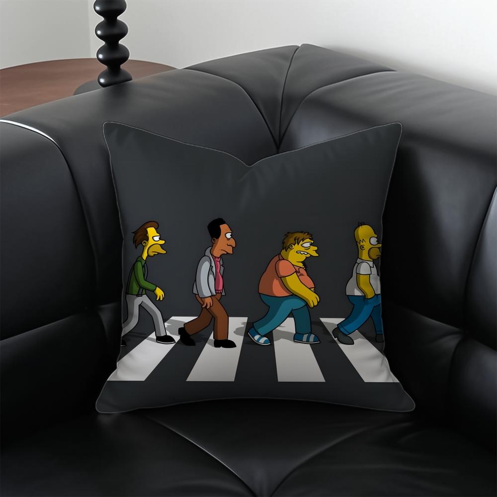 TThe Simpsons Cushion Cover Pillow Case Antidustmite Invisible Zipper Silky Plush Cushion