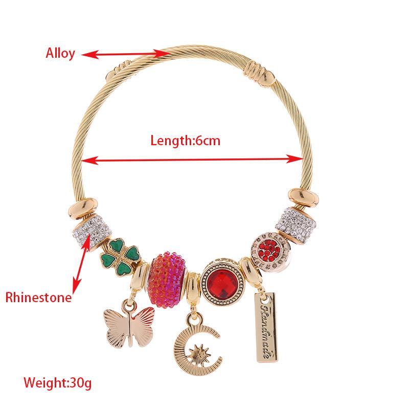 DIY Stainless Steel Beaded Bracelet Moon Butterfly Pendant Versatile Adjustable Couple Bracelet