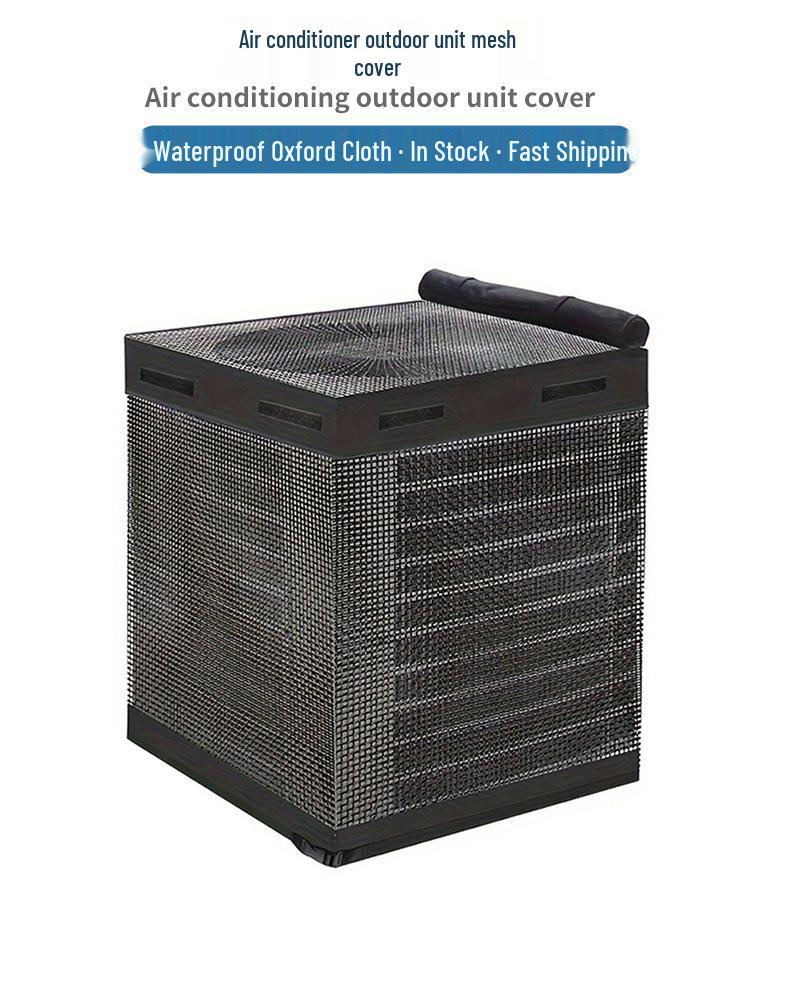 Black Mesh Universal Air Conditioner Cover - 600D, Full Coverage, Anti-Leaf, All-Season