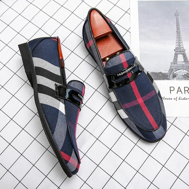 Mens Dress Designer Shoes Plaid Leather 2024 Fashion Handmade Wedding Party Luxury Brand Shoes Men Loafers Oxford Shoes Male 48