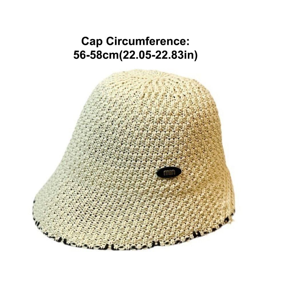 Woven Bucket Hat Acrylic Fiber Fisherman Hat Fashion Beach Sun Hat  for Women