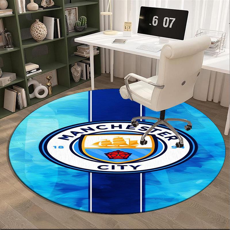1pz Tappeto Rotondo Città Club di Calcio Stampato Tappeto Rotondo per Area, Tappeto per Casa Ufficio, Tappeto Rotondo per Sedia, Tappeto Decorativo Regali per Fan Regalo di Natale