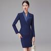 Dark Blue Women's Suit Set: Professional Attire with a Goddess Style – Perfect for Front Desk Workwear.