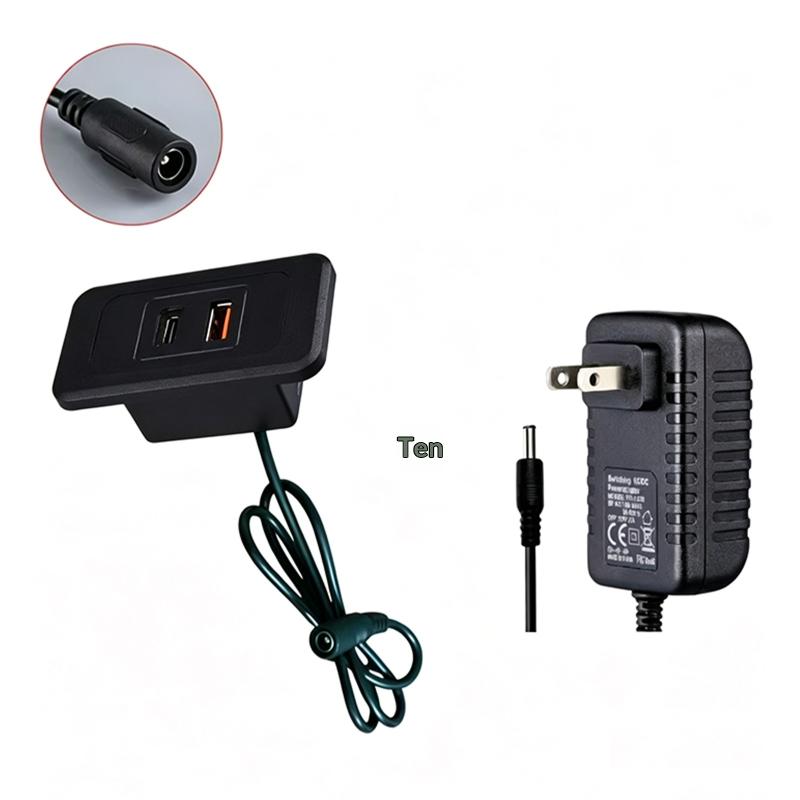 1Set 2-Port Usb Desktop Port Square Desktop Charging Station Usb And C-Type Embedded Power Adapter