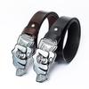 Personalisierter Modegürtel aus Rindsleder, Totenkopf-Motiv, Herren