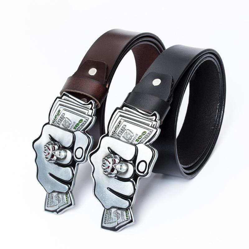 Personalisierter Modegürtel aus Rindsleder, Totenkopf-Motiv, Herren