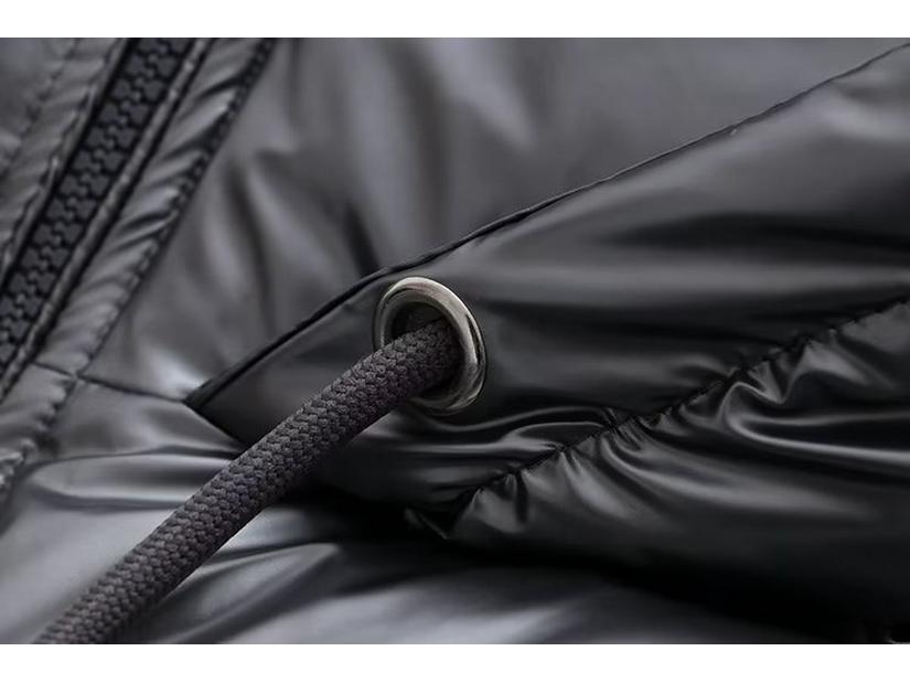 Women's 2023 Silver Satin Hooded Jacket - European & American Autumn/Winter Style