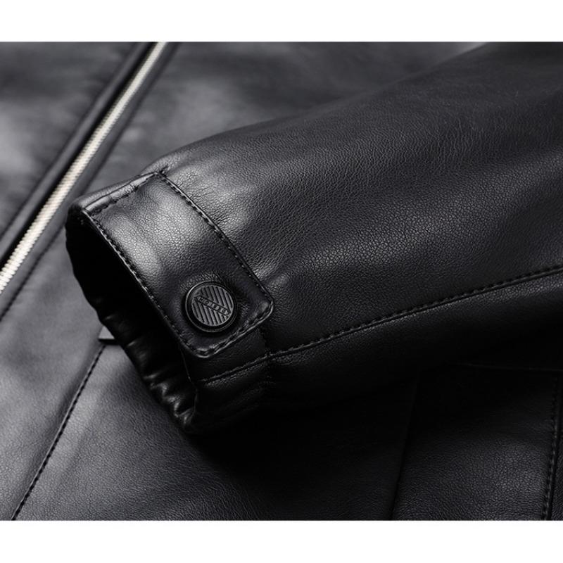 Men's Leather Jacket Autumn and Winter New Business Casual Simple Lapel Short Soft Leather Jacket Men's Clothing
