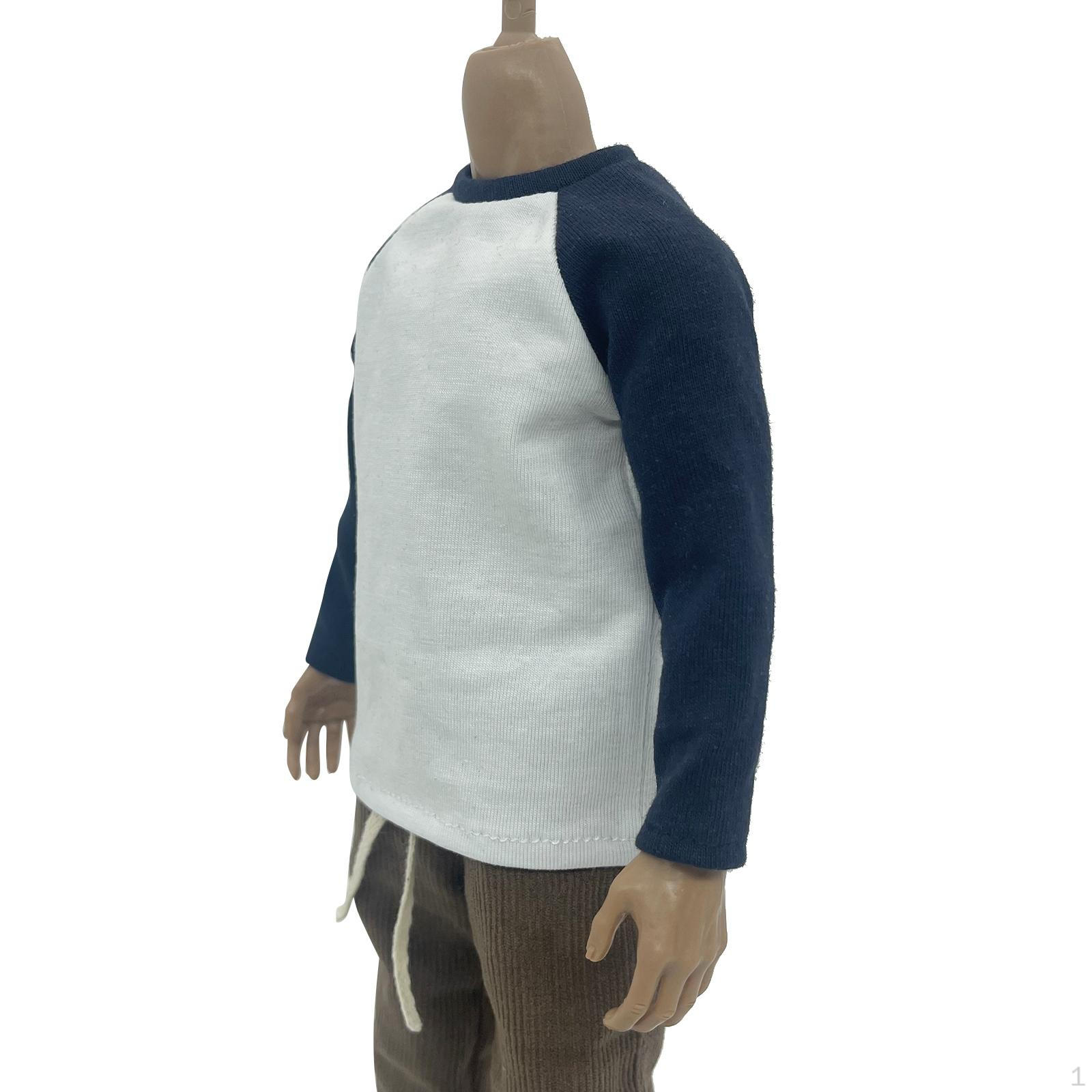 

1/6 Мужская кукла, одежда, толстовка, миниатюрная фигурка с длинными рукавами, модная Blue and White