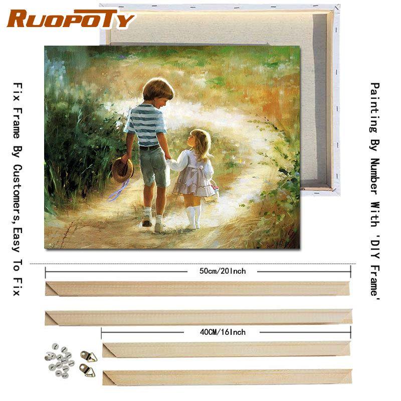 RUOPOTY DIY Frame DIY Painting By Numbers Figure Acrylic Picture By Numbers Handpainted Oil Painting Arts 40x50cm