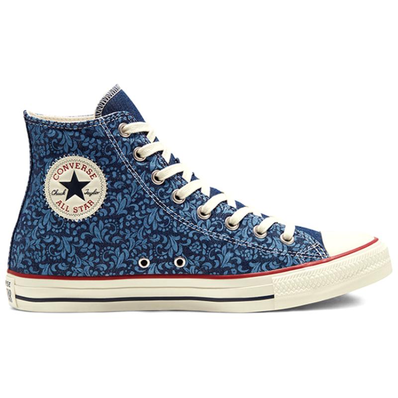 Converse Chuck Taylor All Star Vintage Versatile Casual High Top Espadrilles Unisex Blue Floral