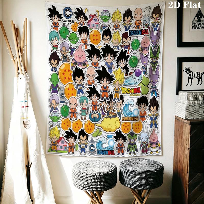 Dragon Ball Anime Heroes Wall Tapestry Aesthetic Wall Hanging Printed Fabric Blanket Decorative Tapestries For Bedroom Living Room Home Decor