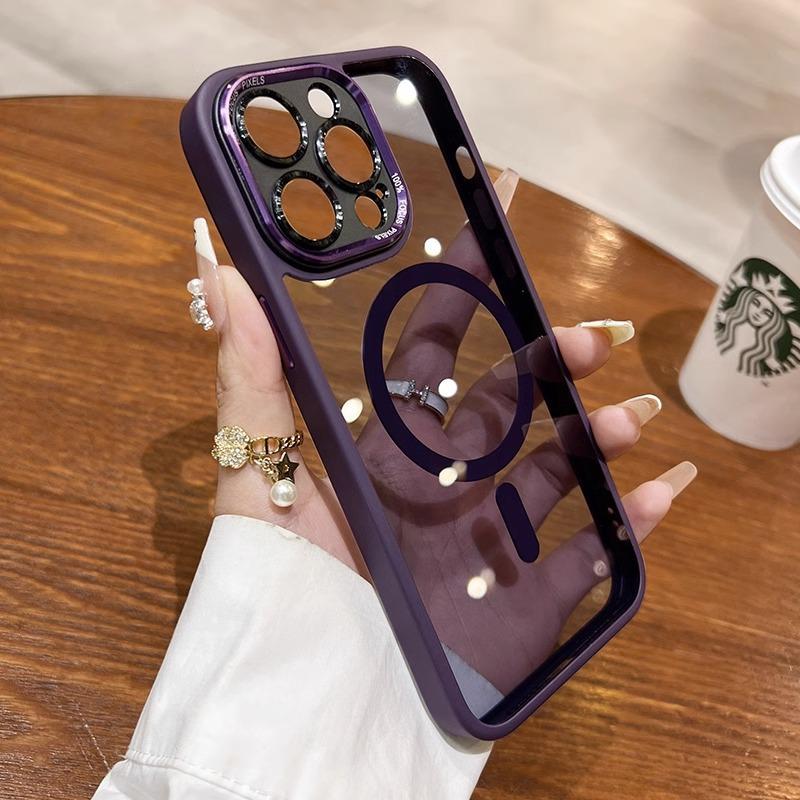 Luxury Matte Bumper Magnetic Clear Case For iPhone 15 14 13 12 11 Pro Max 14 Plus Magsafe Wireless Charge Lens Protection Cover