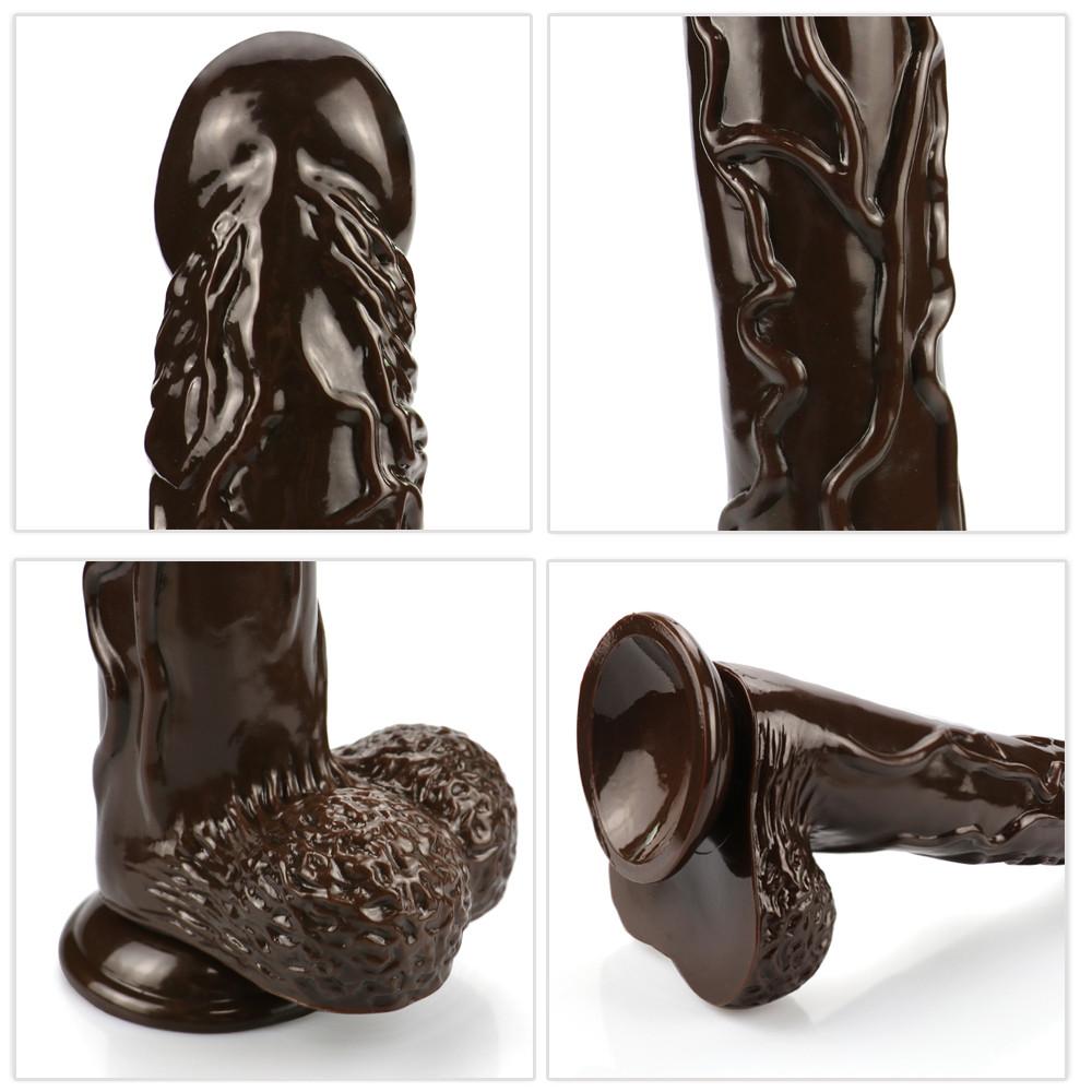 Brown 42cm Skin Sensation Realistic Dildos Soft Big Penis Powerful Suction Cup Dildo Sex Toys for Woman and Man 18+  dildo