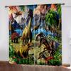2pcs Vibrant Dinosaur Jungle Printed Curtains, Designed for Light Filtering, Quality Material, Ideal for Dinosaur Enthusiast Hom
