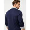 Men's Retro Color Block Long Sleeve Polo – Soft Touch Jersey Shirt with Contrast Cuffs & Vintage Logo – Smart Casual Business Wear