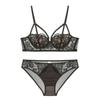 Nuovo set di biancheria intima da donna Set reggiseno push up con cava in pizzo sexy Fiori di lavanda ricamo francese 1/2 tazza sottile reggiseno e mutandine
