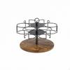 Cup Holder Rack with Wood Base Countertop Handle Metal Kitchen Organizer for Coffee Lovers,