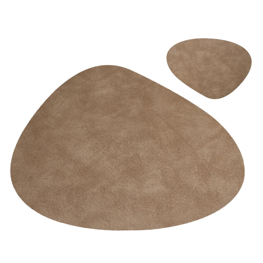 1/4/6Sets Irregular Faux Leather Placemats and Coaster Set Wrinkle Free Kitchen Dining Luxury Gift Nordic Cowhide Table Mats