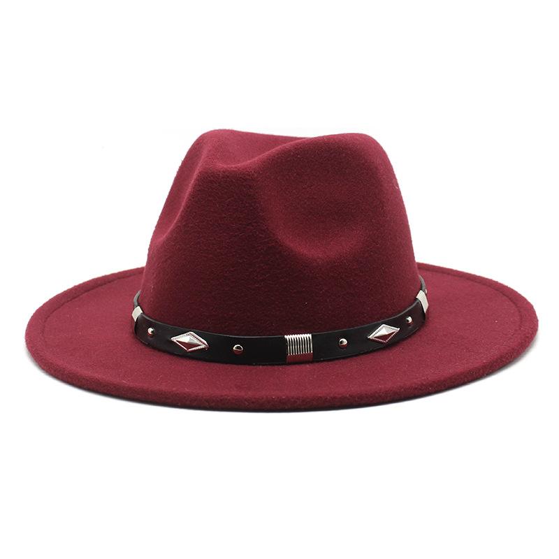 Rivet Accessories Top Hat Men'S And Women'S Wool Hat British Retro Outdoor Big Edge Flat-Brimmed Jazz Hat