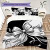 Plaid Bow Pattern Bedding Uilt Set Uilt Cover Pillowcase Home Decoration Birthday Gift (1 * Duvet Cover + 2 * Pillowcase Without Core)