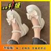 Mary Jane small leather shoes women's spring new thick-soled heightening bow with skirt thick heel high heel single shoes