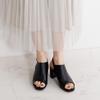 Himiko Chunky Heel Covered Sandals/653203 Black 240