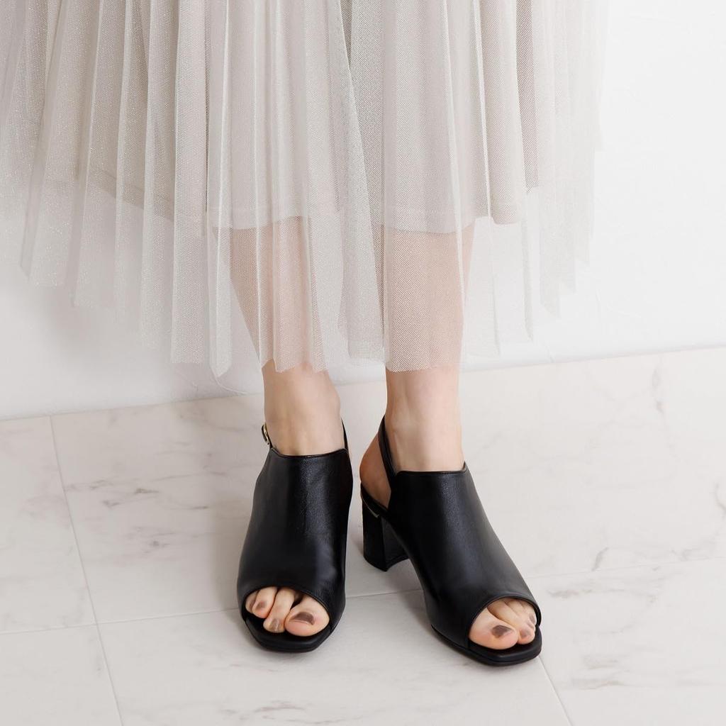 Himiko Chunky Heel Covered Sandals/653203 Black 240