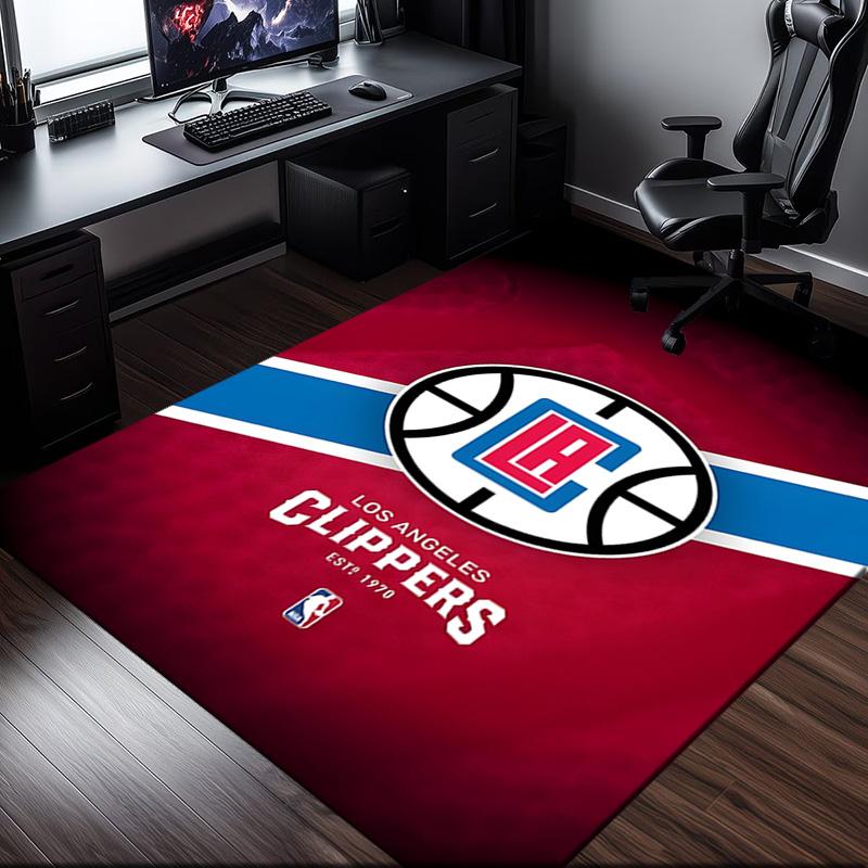 LA Clippers Basketball Art Rug Office Carpet Non-Slip Mat, Chair Rug Floor Covering for Gaming, Bedroom, Living Room , Home Decor Christmas Gift