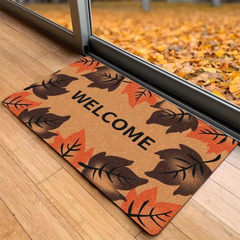 Autumn Maple Leaves Print Welcome Doormat Machine Washable Carpet for Living Room Bedroom Kitchen and Laundry Rug Floor Mat
