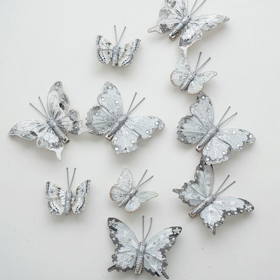DIY Craft Butterfly Ornaments 1 Set Glitter Christmas Ornament, Double Layer Sequins Glittery Tree Decorations Hanging Decor for Tree, Festive Holiday