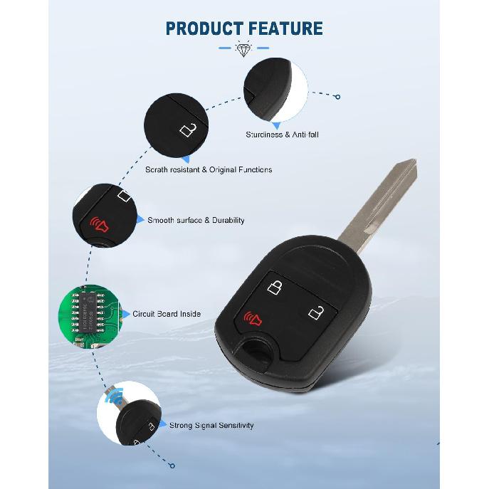 ECCPP Key Fob Keyless Entry Fits for Ford Taurus X 3.5L 2008-2009 3 buttons Remote Control Replacement CWTWB1U793