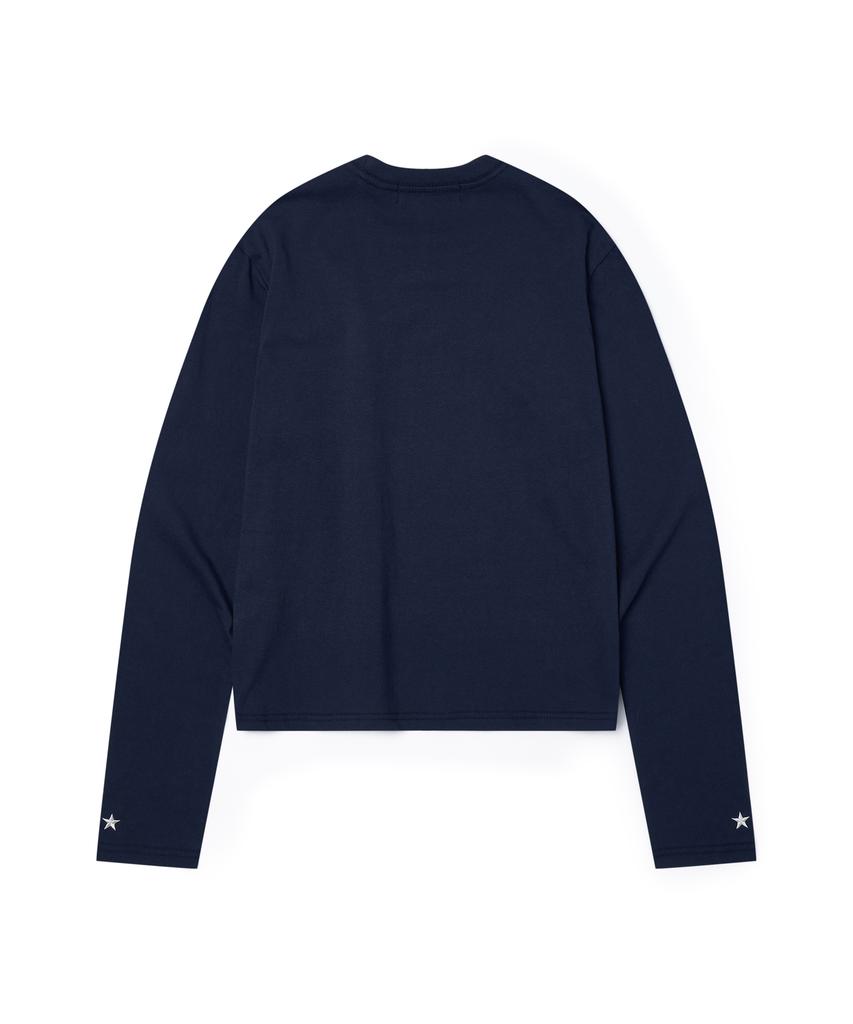 Lujeoseukeulleob Yeti Applique Long Sleeve T-Shirt Navy