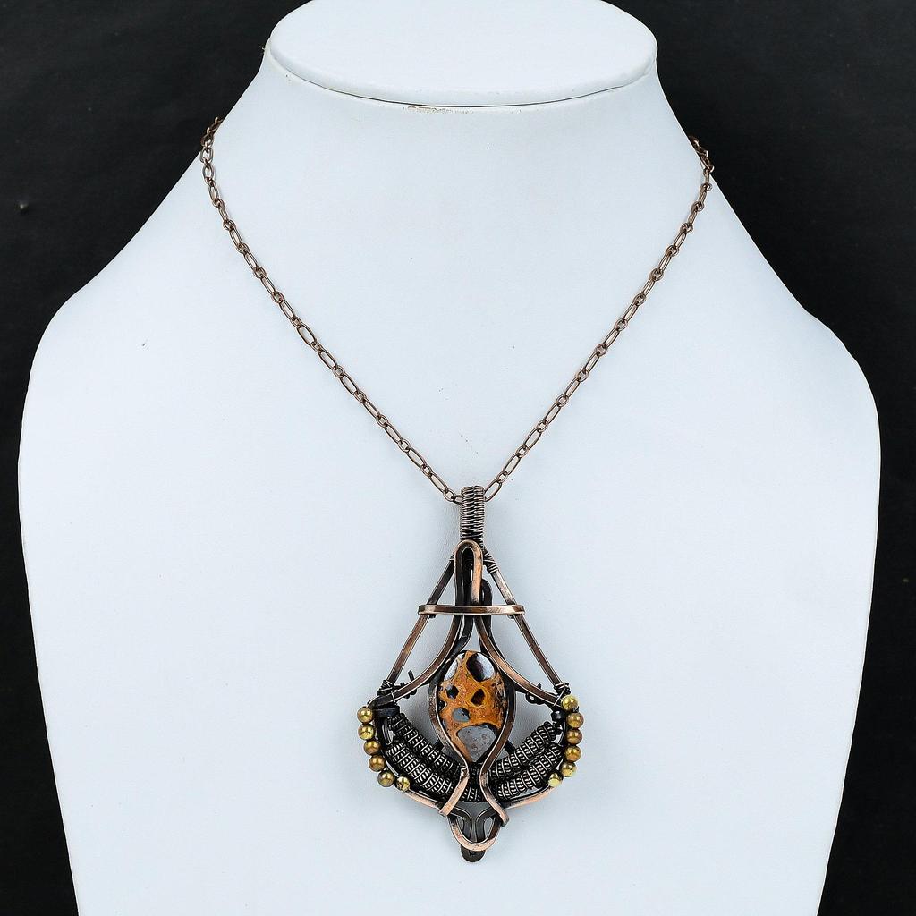 Bauxite Pendant Copper Wire Wrapped Pendant Bauxite Jewelry Handmade Pendant Copper Wire Wrap Jewelry Gift For Mom Natural Gemstone Pendant